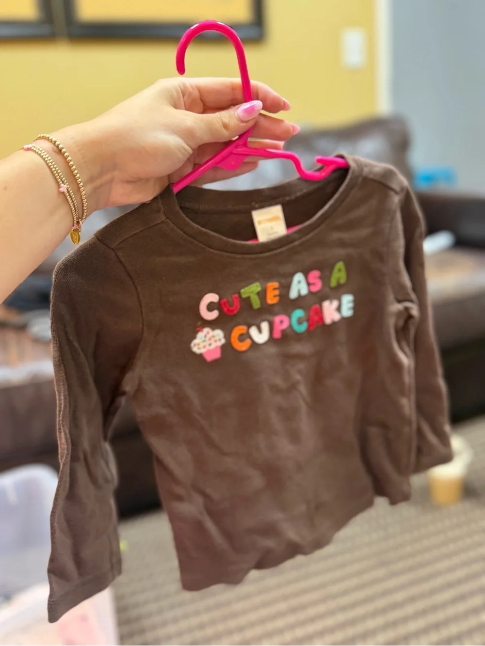 Gymboree Brown Long-Sleeve Tee with Colorful 'Cute As A Cupcake' Applique